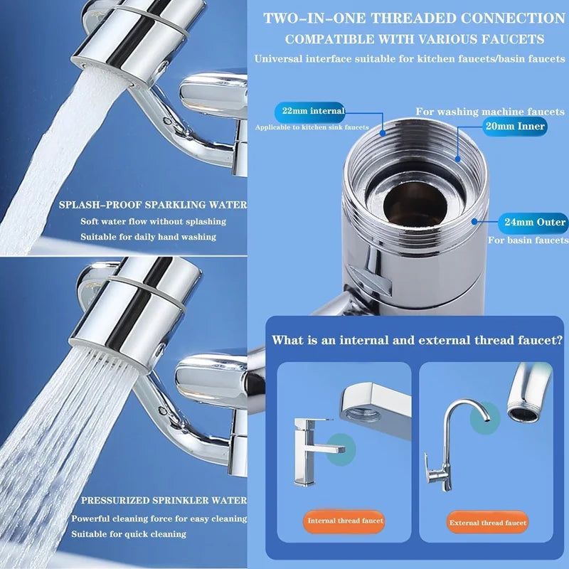 extensor giratorio 1080 para grifo / ahorra agua y llega a todos los rincones
