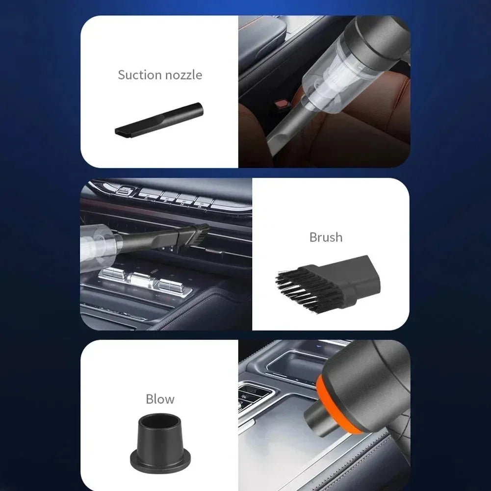 Aspiradora de coche inalámbrica con carga USB, aparato de limpieza portátil de 1200 mAh