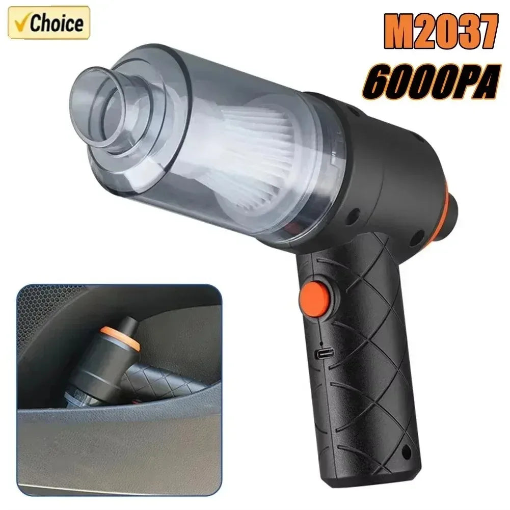 Aspiradora de coche inalámbrica con carga USB, aparato de limpieza portátil de 1200 mAh